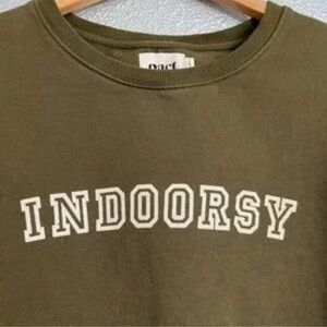 Pact “Indoorsy” Graphic Sweatshirt – Women’s Small – Olive Green